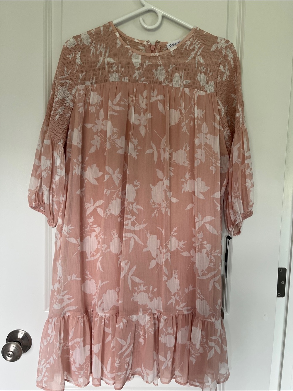 Calvin Klein Blush Pink Smocked dress. NWT, size 8